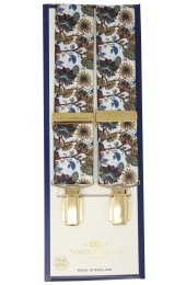Erwin & Morris made in UK Floral Patterned 35mm Gilt 4 Clip Braces